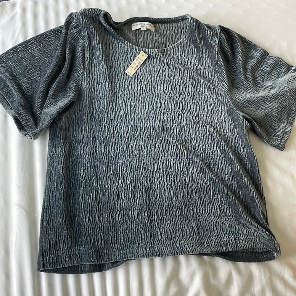 Madewell texture and thread blue/green velvet top with tags